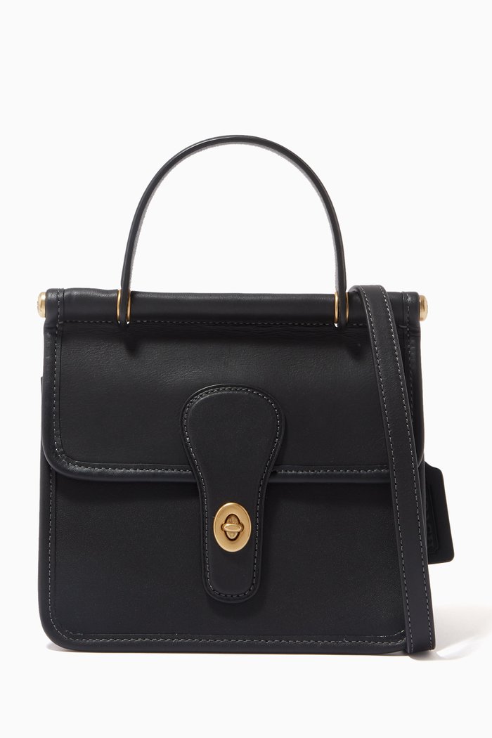 Willis Top Handle Bag in Leather, Black