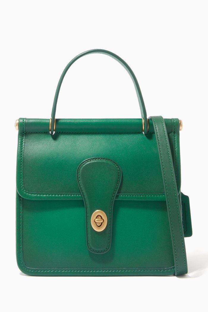 

Willis Top Handle Bag in Leather, Green