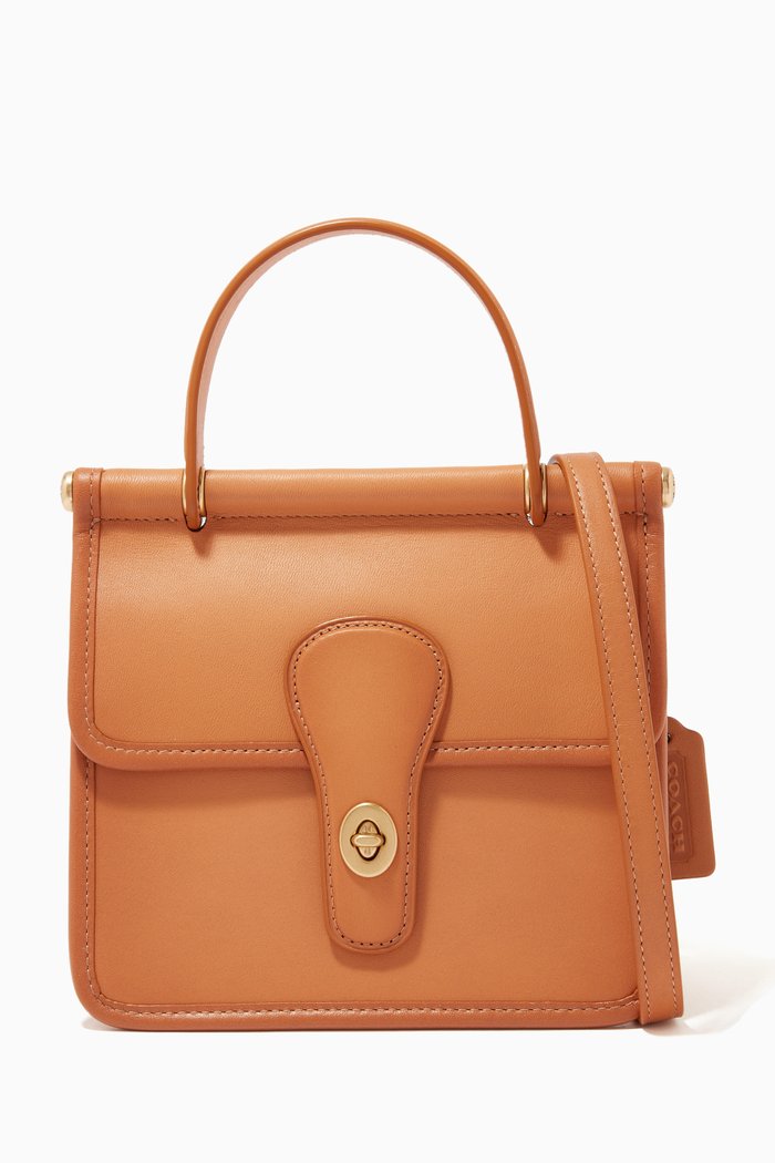 

Willis Top Handle Bag in Leather, Neutral