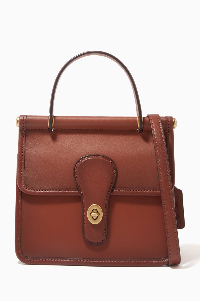 

Willis Top Handle Bag in Leather, Brown