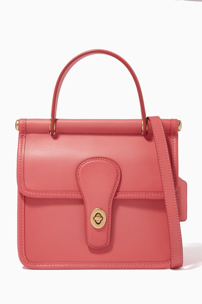 

Willis Top Handle Bag in Leather, Pink