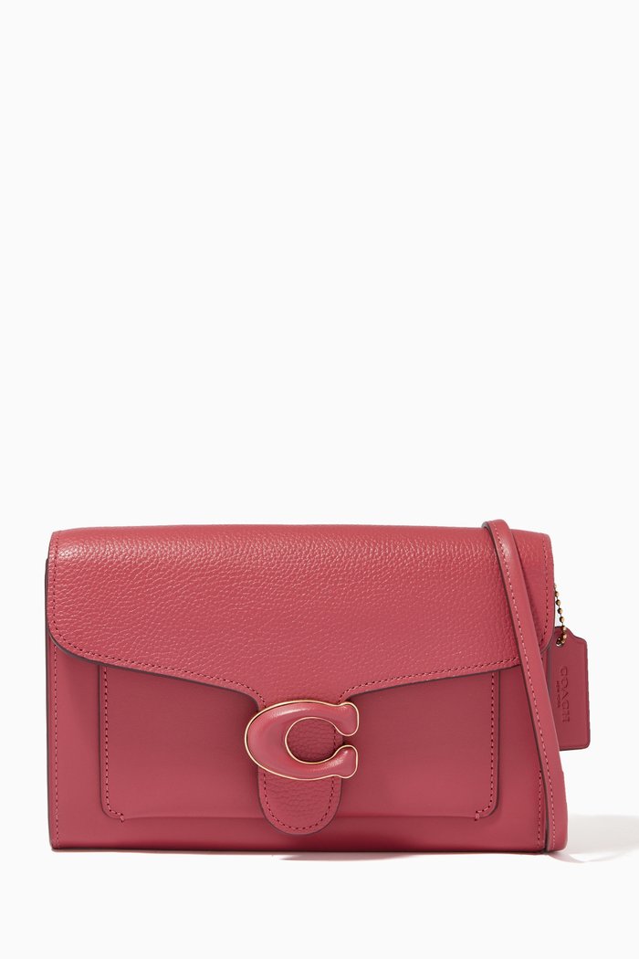 Tabby Chain Clutch in Pebble Leather, Red