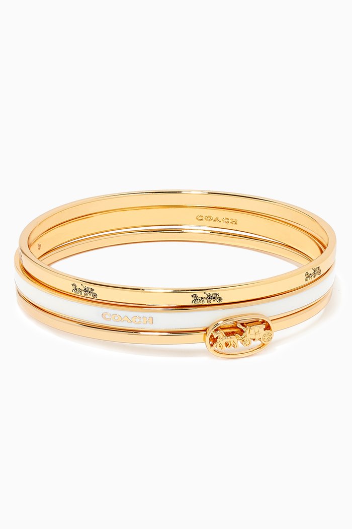 

Horse & Carriage Bangle Set, White