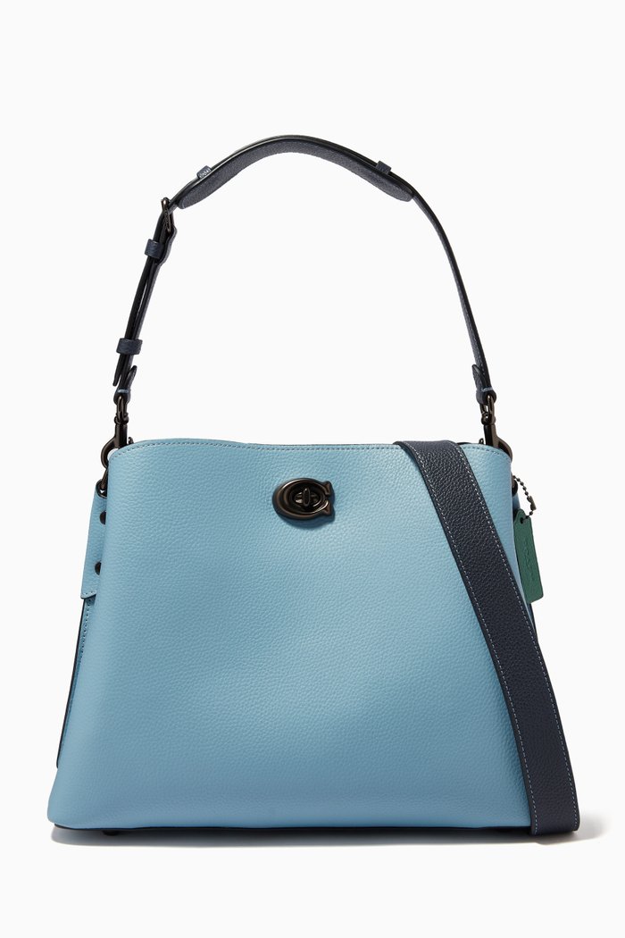 

Willow Shoulder Bag in Pebble Leather, Blue