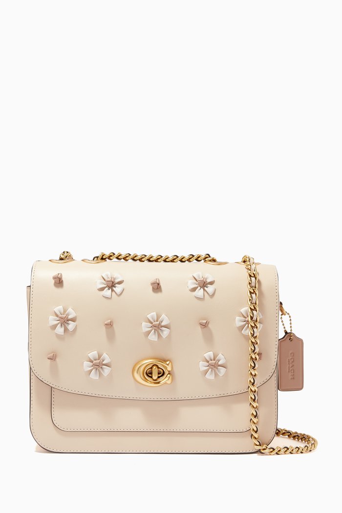 

Madison Tea Rose Shoulder Bag 18 in Leather, Neutral