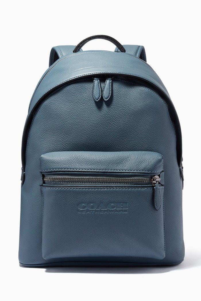

Charter Backpack in Pebble Leather, Blue