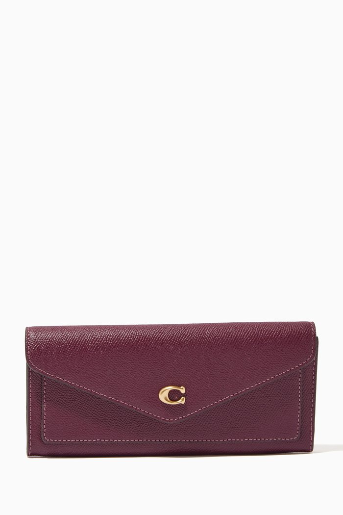 Wyn Wallet in Crossgrain Leather, Purple