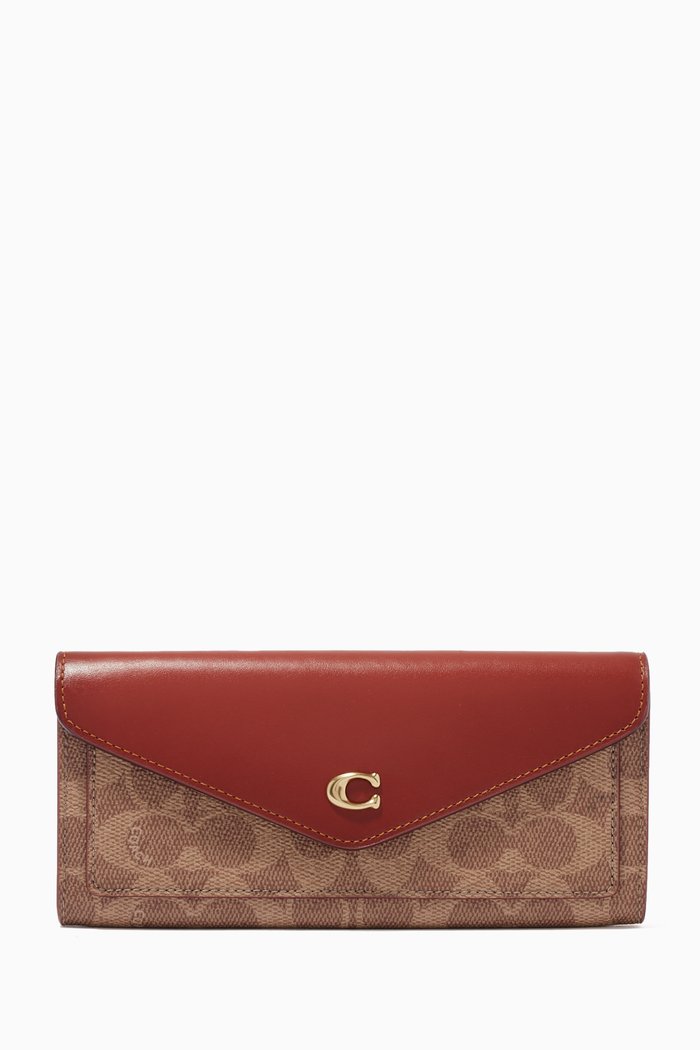 

Wyn Wallet in Colourblock Signature Canvas, Brown