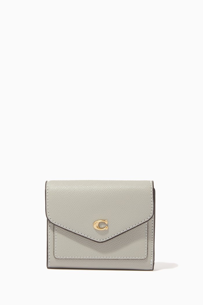 

Small Wyn Wallet in Crossgrain Leather, Grey
