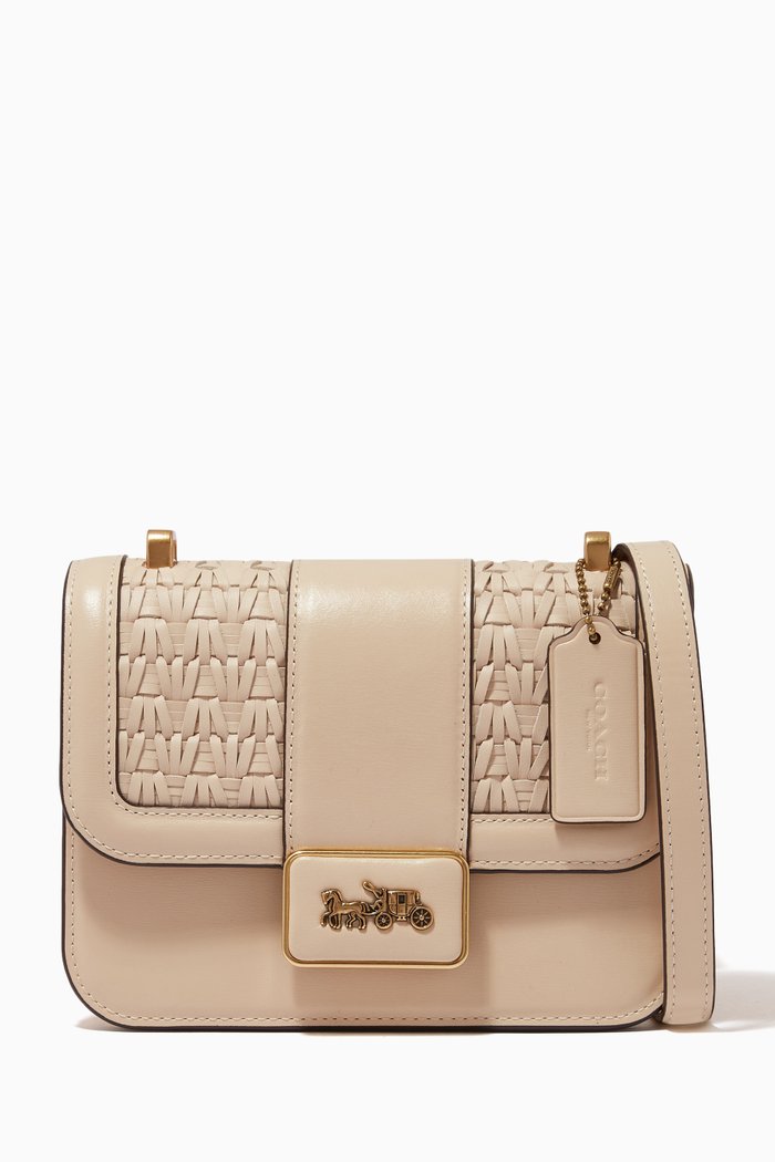 

Alie Shoulder Bag 18 in Woven Leather, Neutral