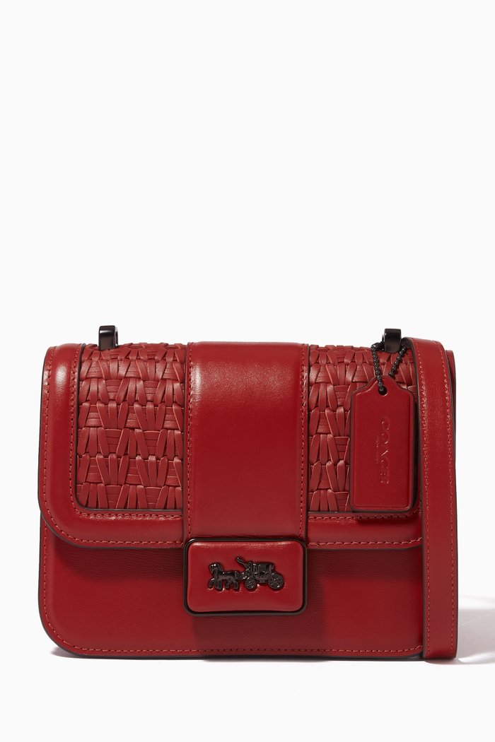 

Alie Shoulder Bag 18 in Woven Leather, Red