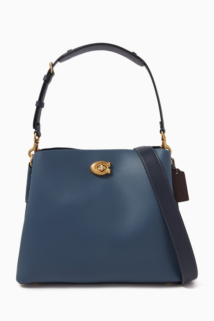 

Willow Shoulder Bag in Pebbled Leather, Blue