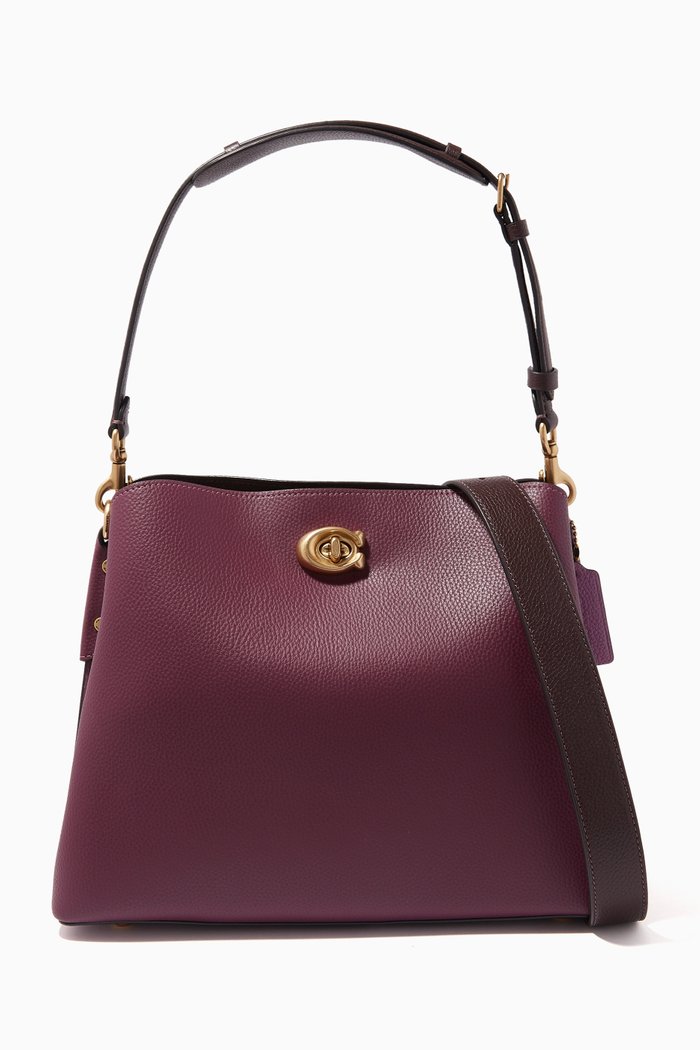 

Willow Shoulder Bag in Pebbled Leather, Burgundy