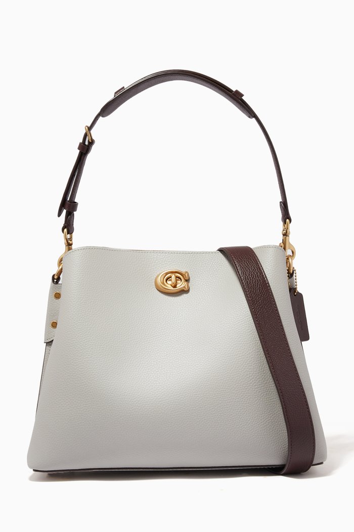 

Willow Shoulder Bag in Pebbled Leather, Grey
