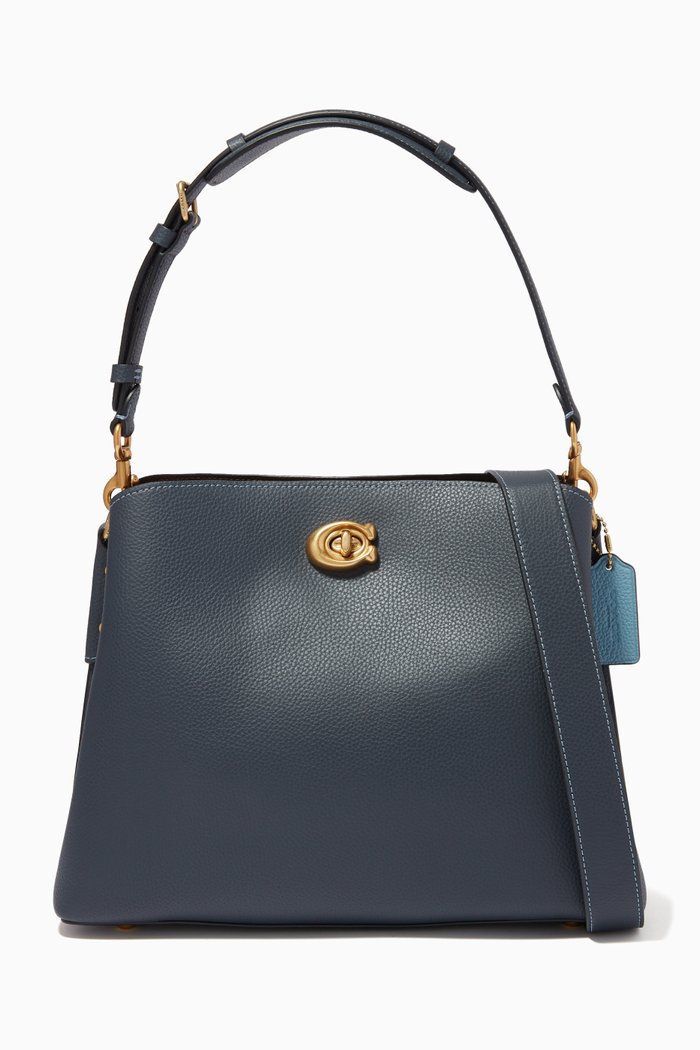 

Willow Shoulder Bag in Pebble Leather, Blue