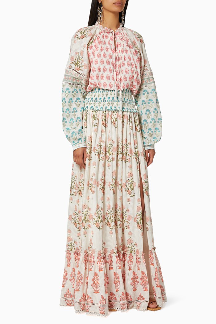 Brio Smocked Maxi Dress, White