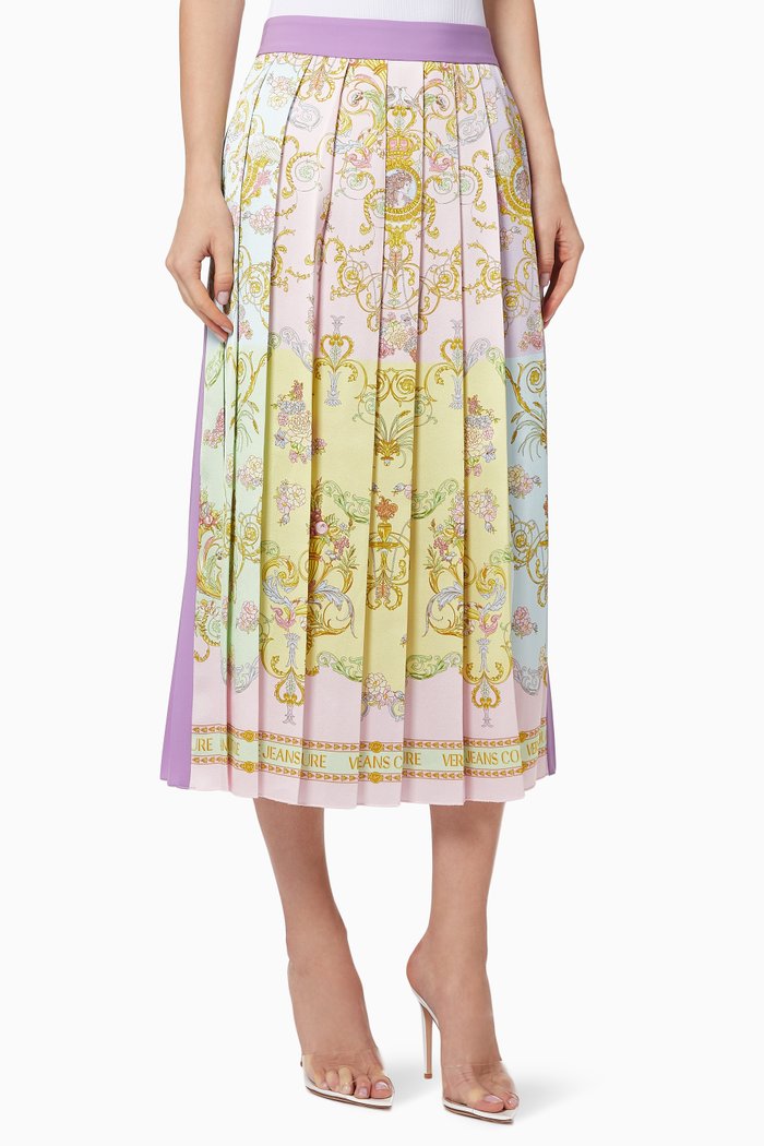 

Lady Pleated Baroque Skirt in Silk, Multicolour