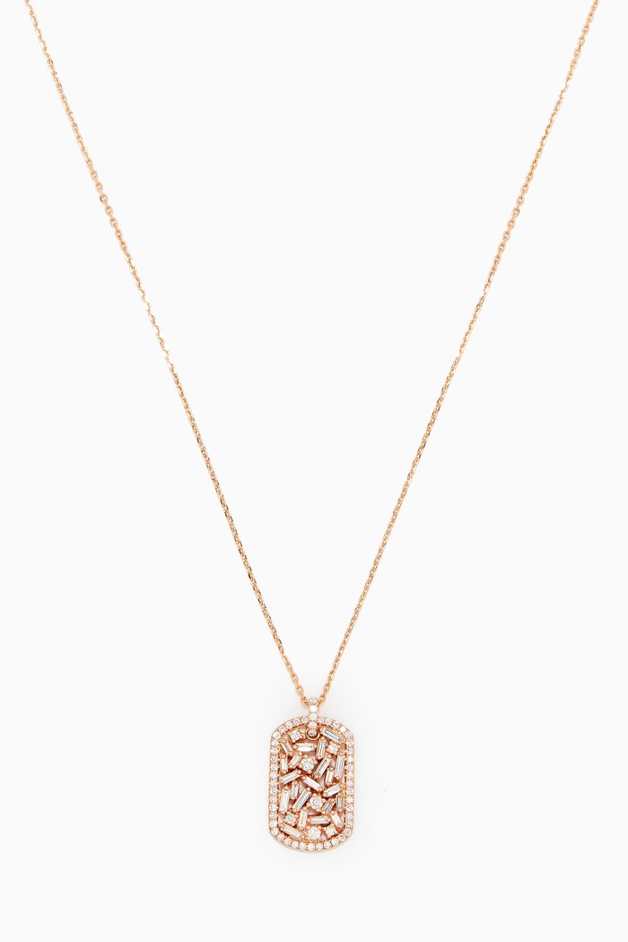 

Fireworks Dog Tag Diamond Necklace in 18kt Rose Gold