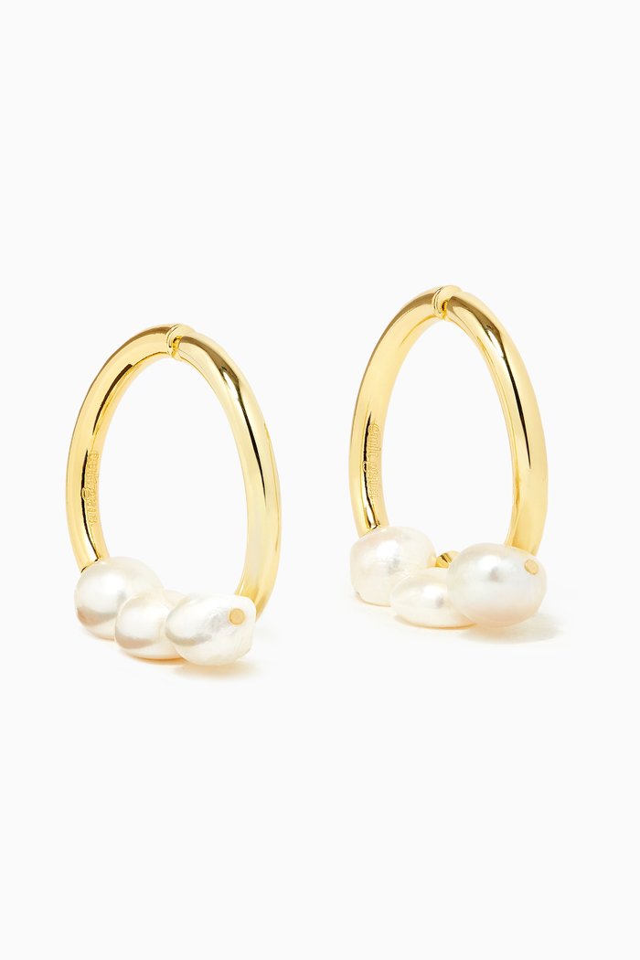 

Leonie Pearl Earrings in Brass, Gold