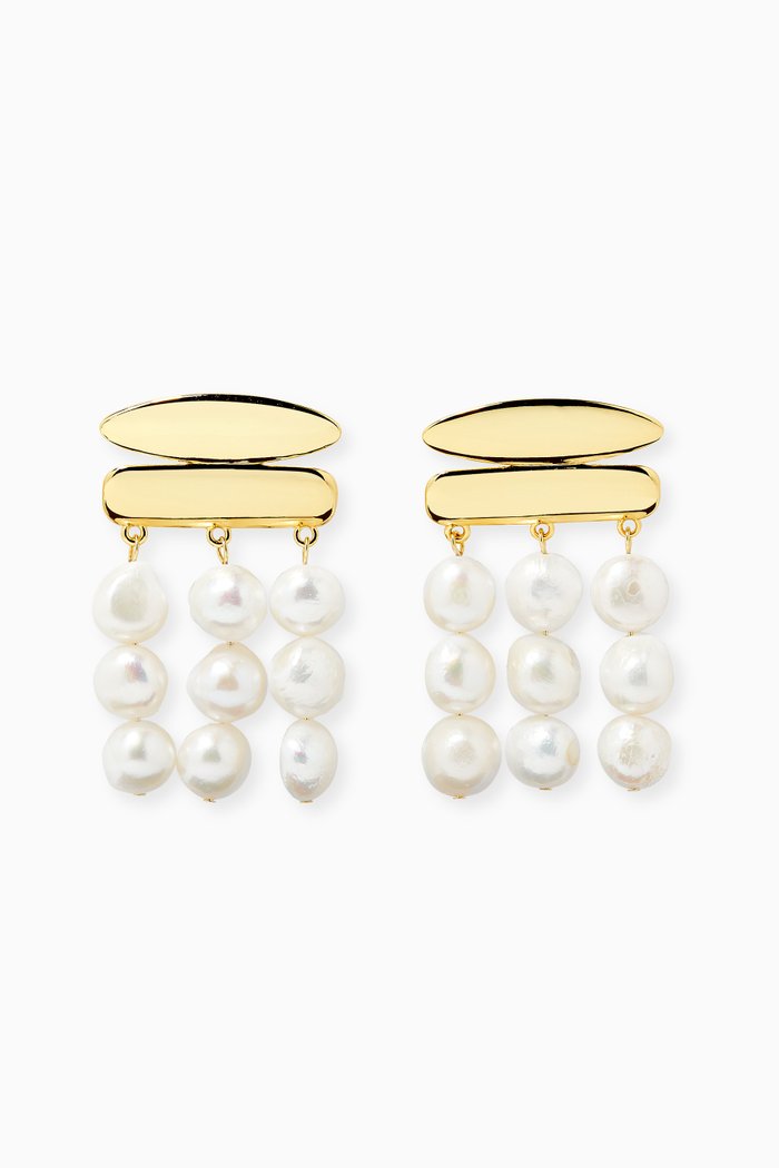 

Talia Pearl Earrings in Metal, White