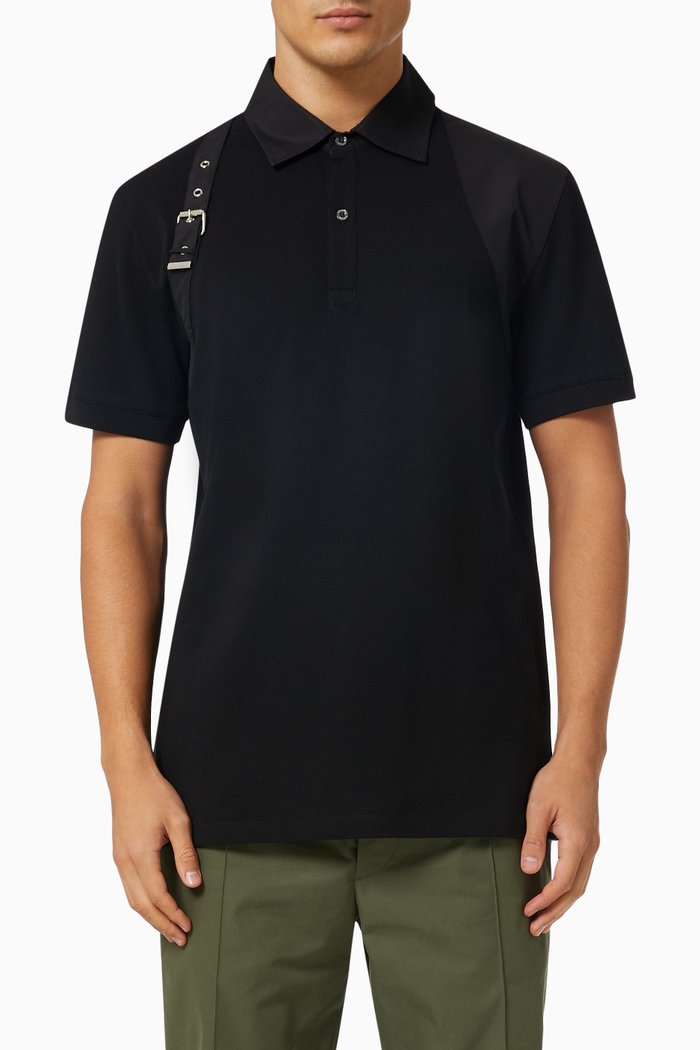 

Harness Polo in Cotton Piqué, Black