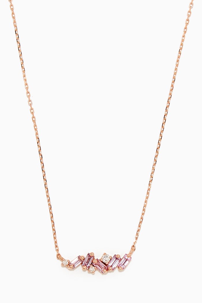 

Fireworks Sapphire & Diamond Bar Necklace in 18kt Rose Gold