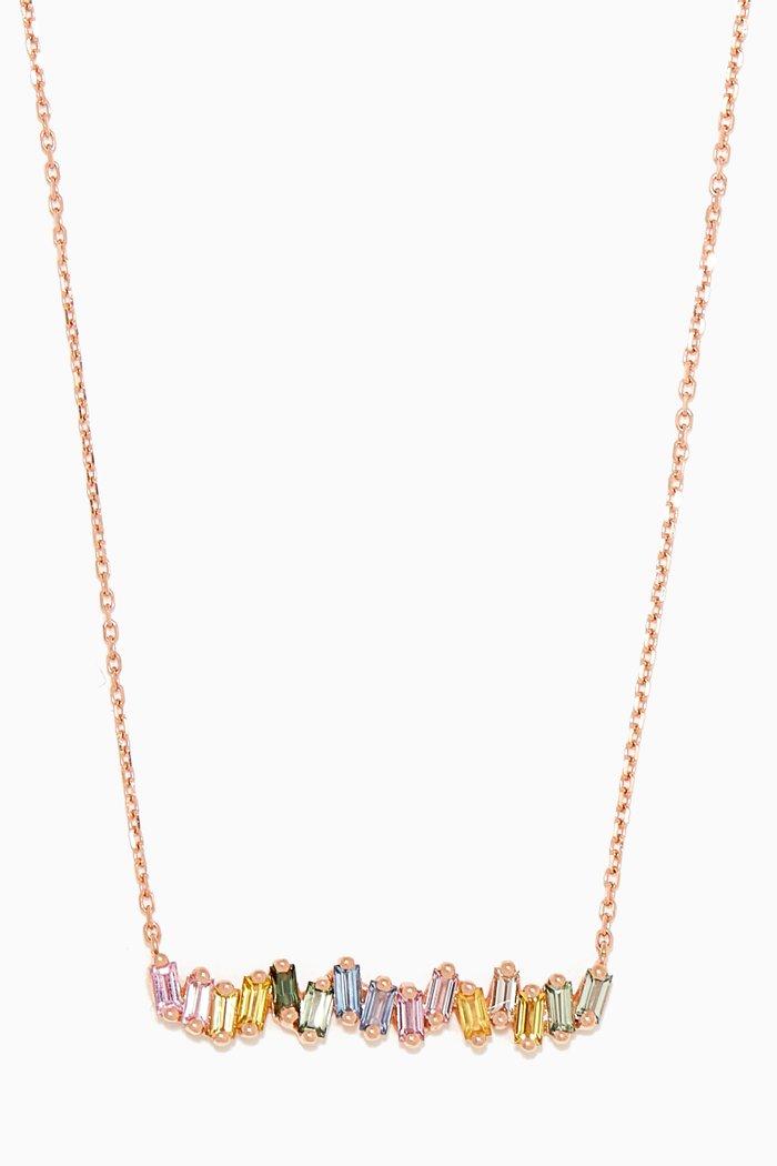

Pastel Fireworks Sapphire Necklace in 18kt Rose Gold