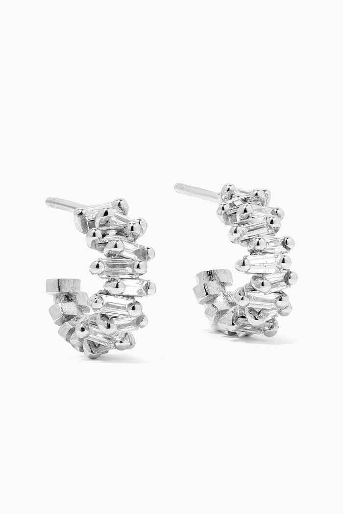 

Fireworks Diamond Huggies in 18kt White Gold, Silver