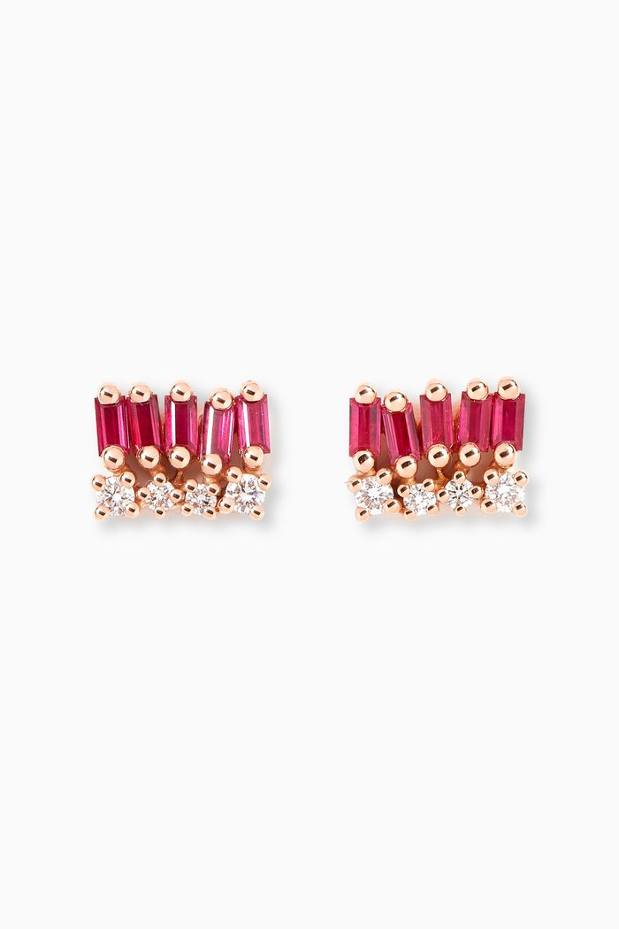 

Fireworks Ruby & Diamonds Stud Earrings in 18kt Rose Gold
