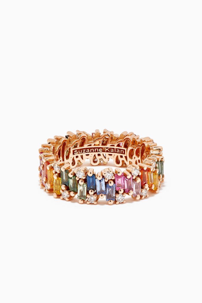 

Rainbow Fireworks Sapphire & Diamond Eternity Ring in 18kt Rose Gold