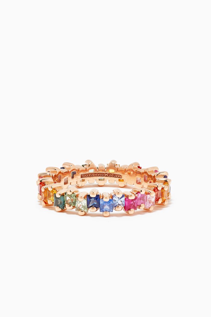 

Rainbow Fireworks Sapphire Eternity Ring in 18kt Rose Gold