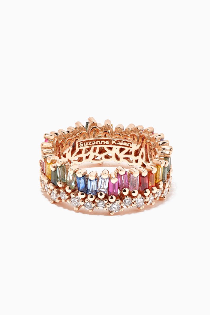 

Rainbow Fireworks Sapphire & Diamond Eternity Ring in 18kt Rose Gold
