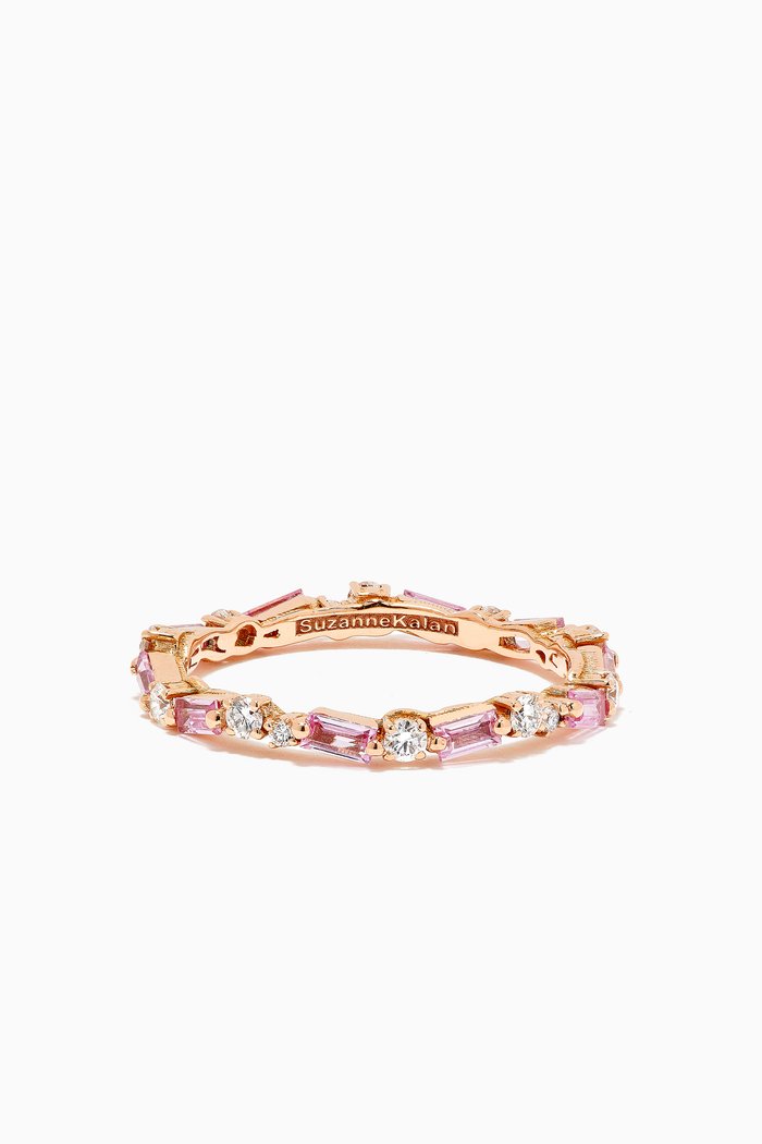 Fireworks Thin Sapphire & Diamond Eternity Ring in 18kt Rose Gold