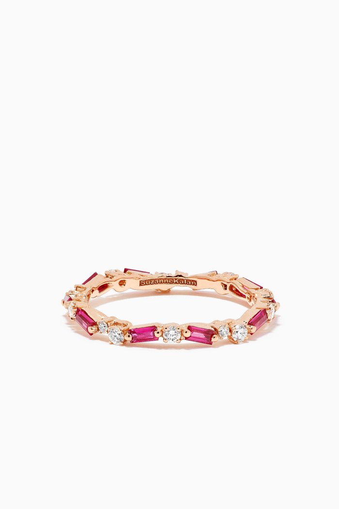

Fireworks Thin Ruby & Diamond Eternity Ring in 18kt Rose Gold