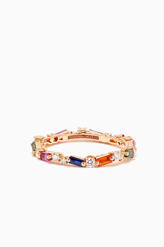 

Rainbow Fireworks Thin Sapphire & Diamond Eternity Ring in 18kt Rose Gold