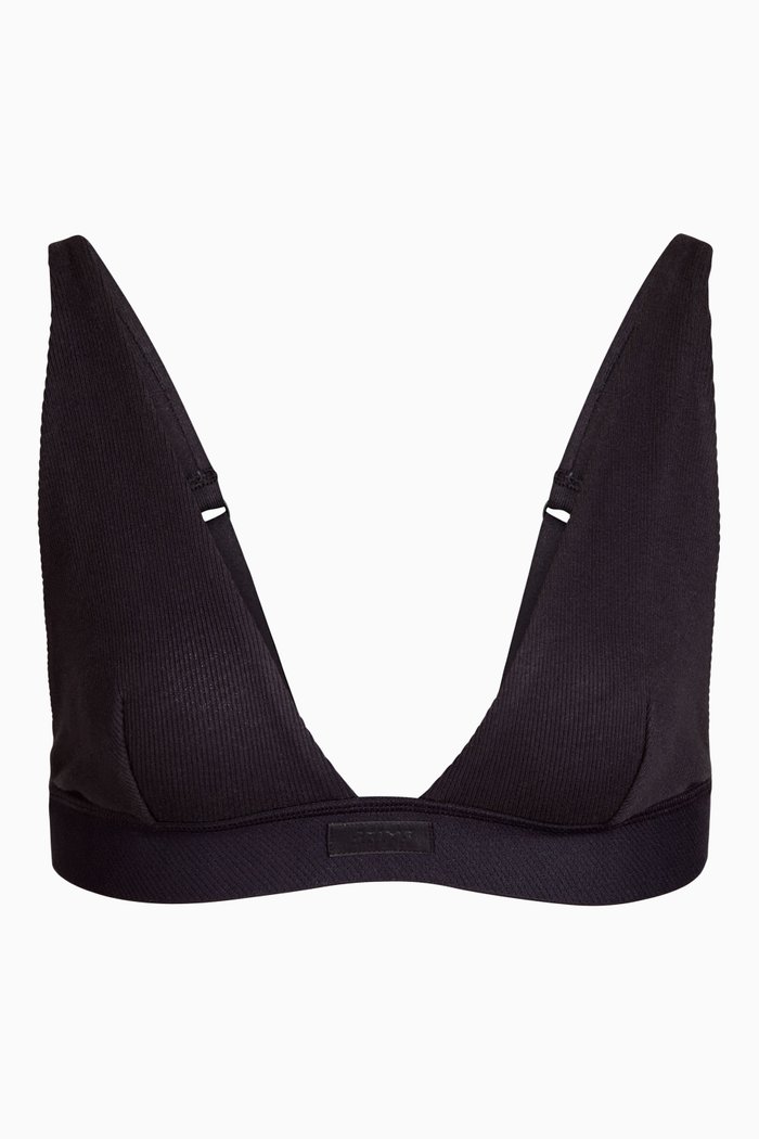 

Cotton Triangle Bralette, Black
