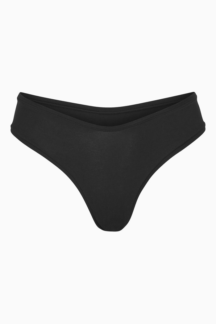 

Cotton Jersey Dipped Thong, Black
