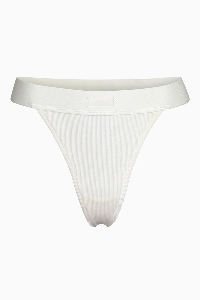 

Cotton Rib Thong, White
