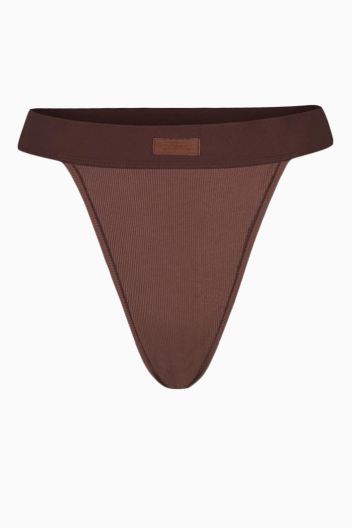 

Cotton Rib Thong, Brown