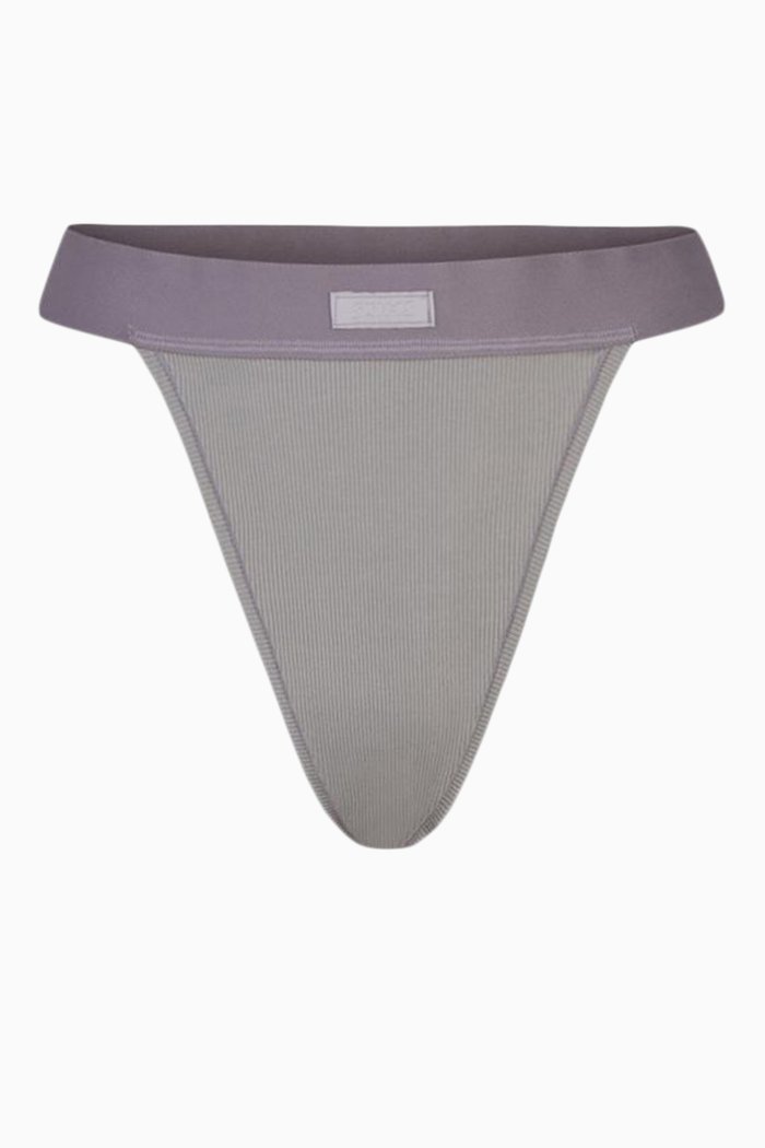 Cotton Rib Thong, Grey