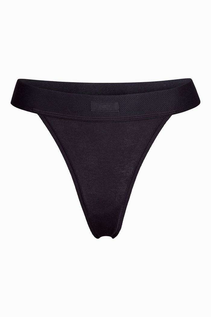 

Cotton Rib Thong, Black