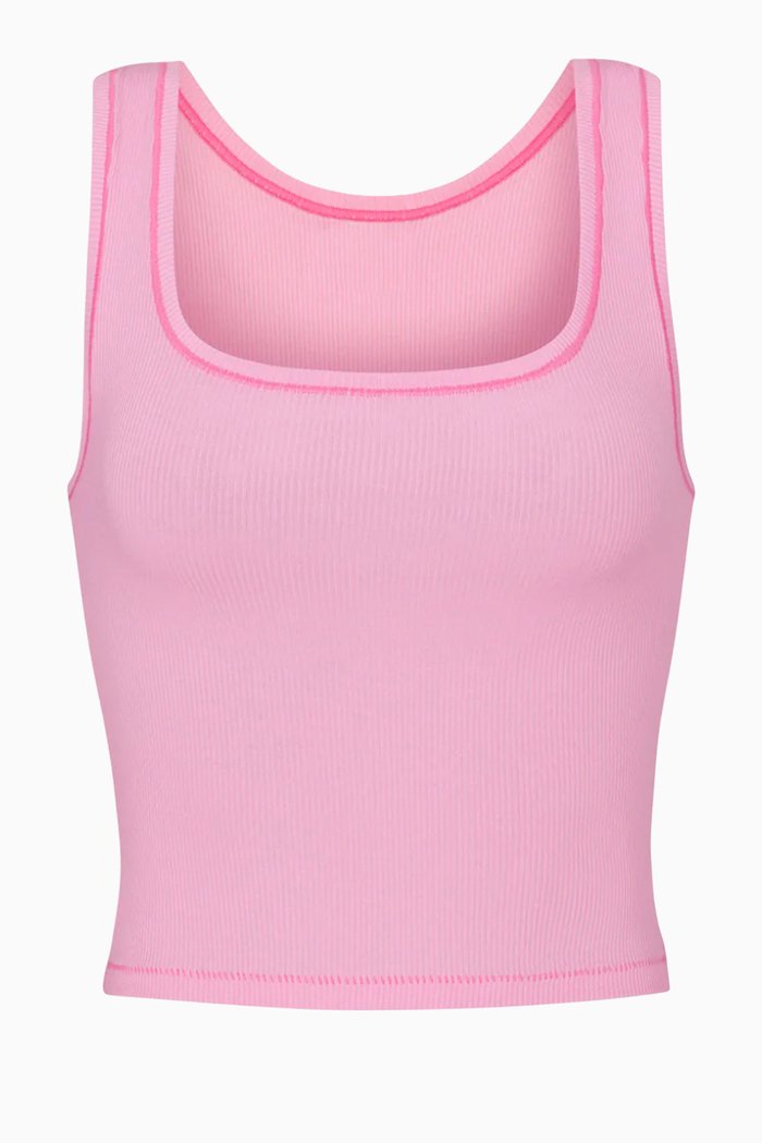 

Rib Tank in Cotton, Pink