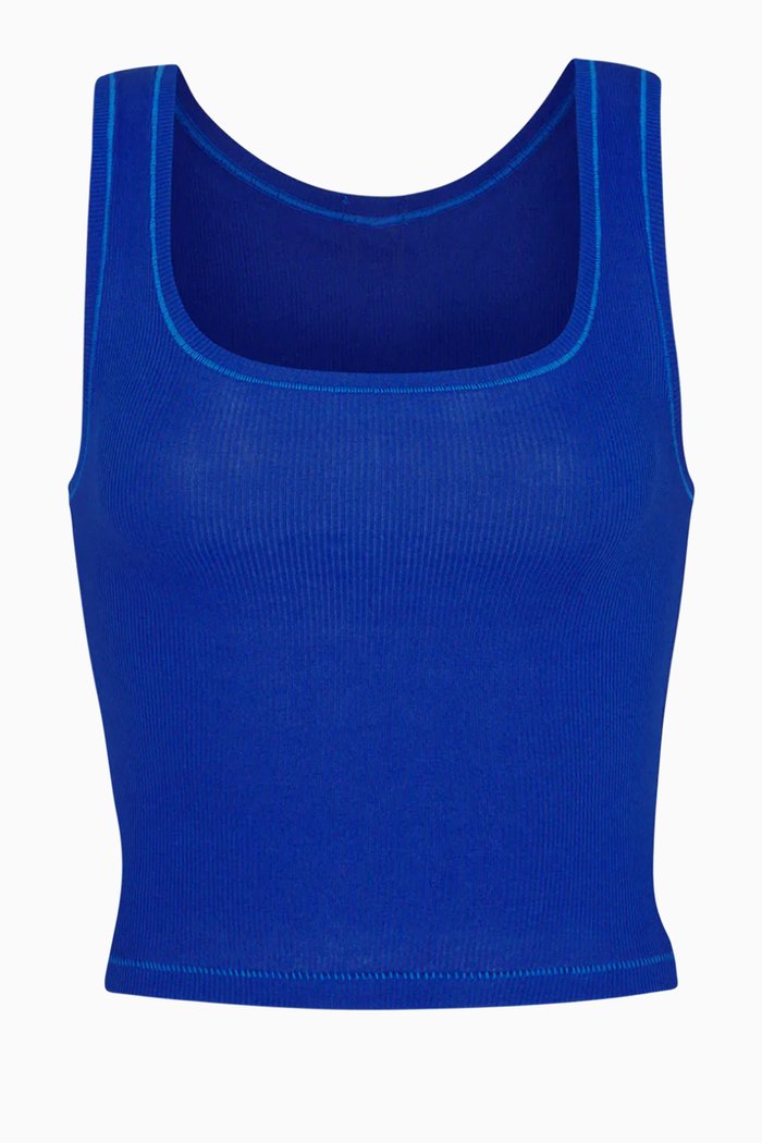 

Rib Tank in Cotton, Blue