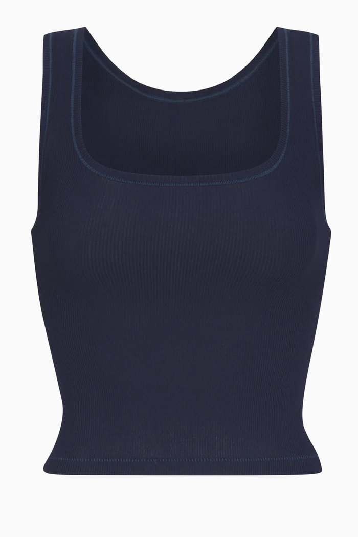 

Rib Tank in Cotton, Blue