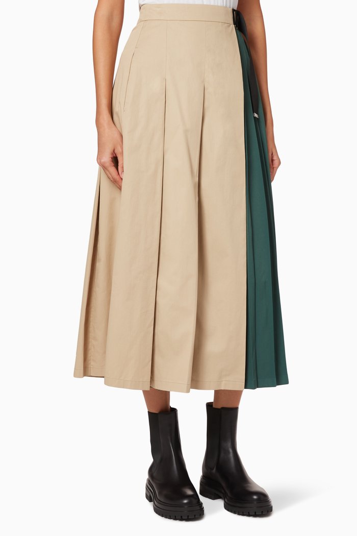 Brunner Pleated Cotton Skirt, Multicolour
