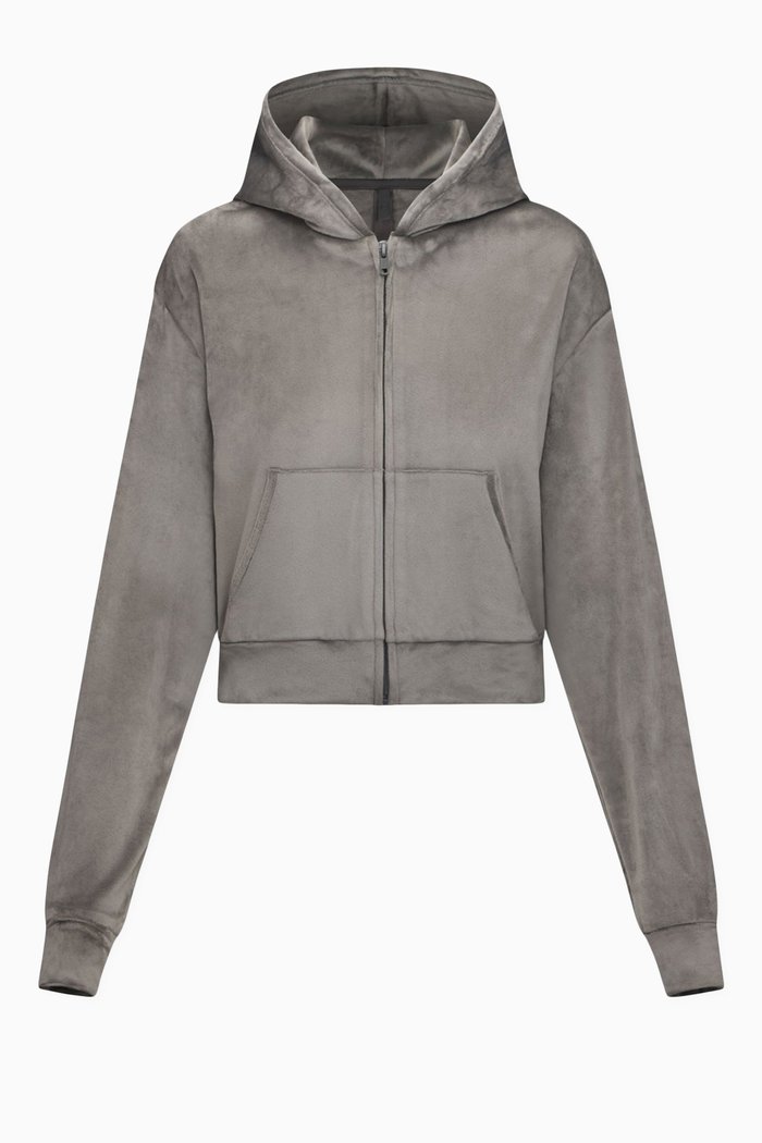 

Velour Fleece Hoodie, Silver