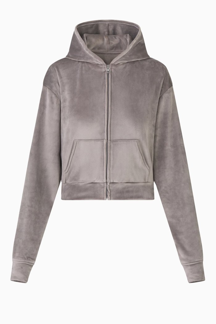 

Velour Fleece Hoodie, Grey