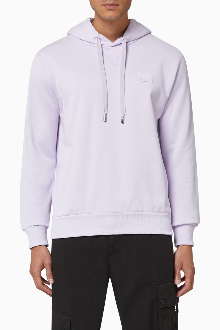 

Logo Plaque Cotton Hoodie, Grey