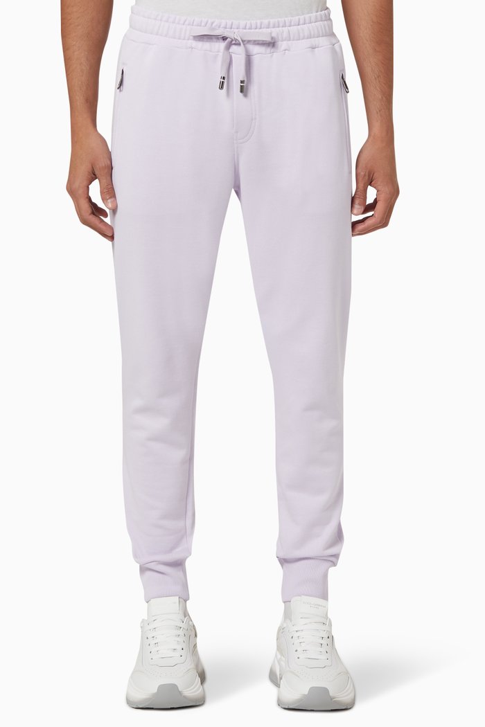 Logo Plaque Cotton Jogging Pants, Grey