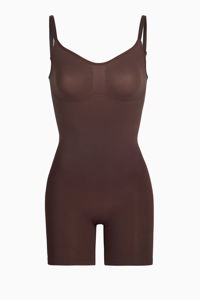 Seamless Sculpt Sculpting Bodysuit Mid Thigh, Brown